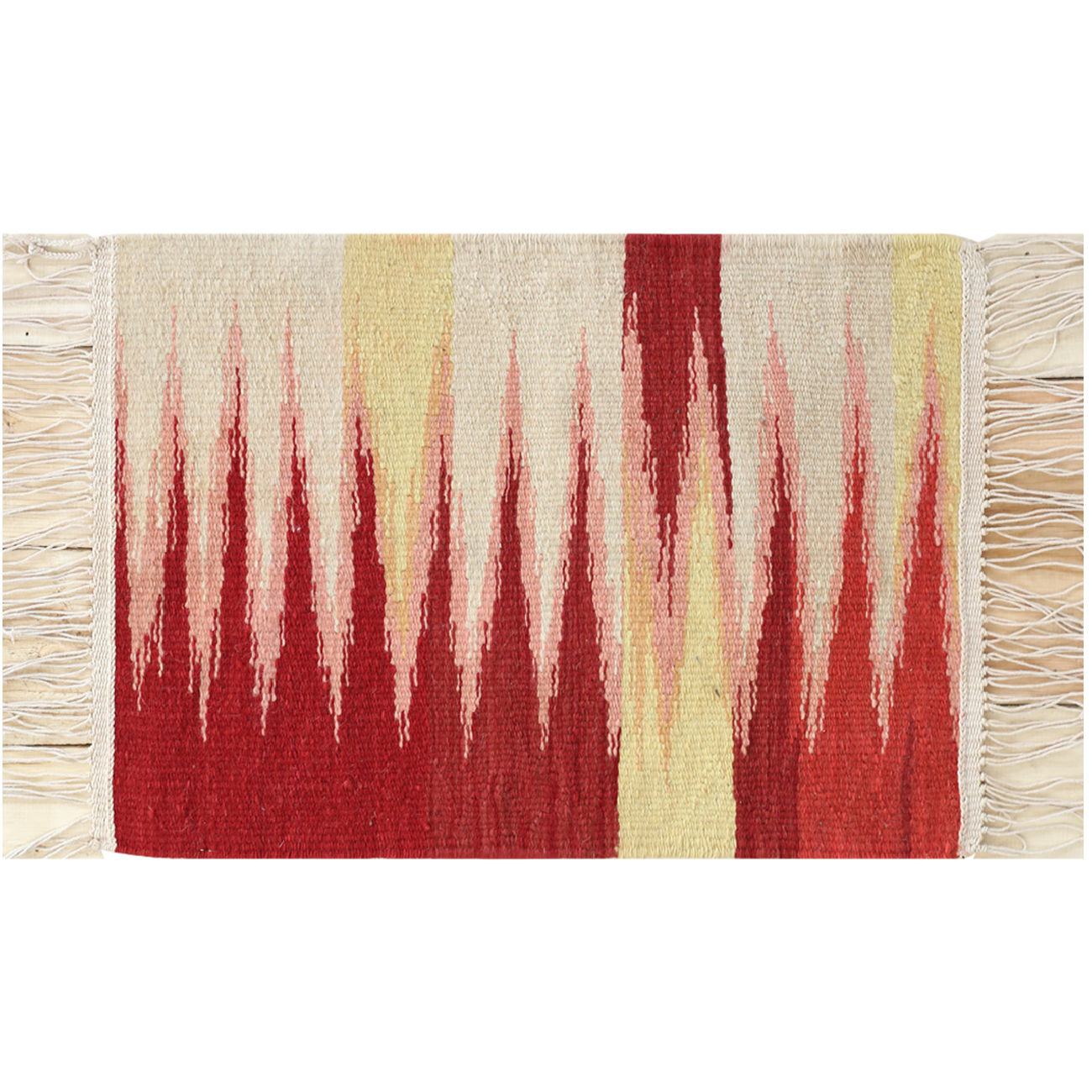 Artisanal Red Abstract Geometric Kilim Rug – Handwoven Persian Wool