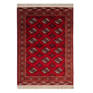 Hand-Knotted Persian Qashqai Tribal Rug (Traditional Bukhara Design) – Red Wool
