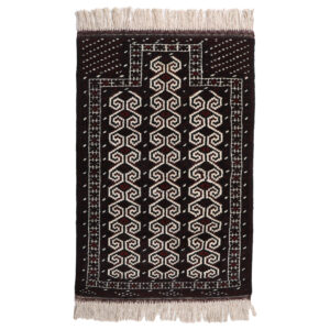 Hand-Knotted Persian Golestan Torkaman Rug (Bukhara Design) – Mahogany Brown Wool