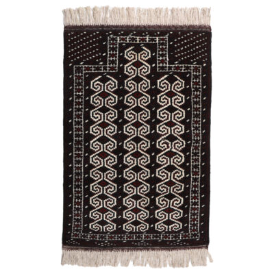 Hand-Knotted Persian Golestan Torkaman Rug (Bukhara Design) - Mahogany Brown Wool