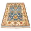 Hand-Knotted Persian Kashmar Rug (Bordered Geometric Medallion) - Cream Wool