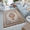 Hand-Knotted Persian Khoy Riz Mahi Rug (Mahi Medallion / Herati) - Cream Kork Wool
