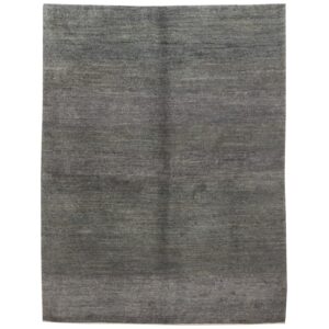 Genuine Handwoven Persian Minimalist Gabbeh Rug – Solid Gray Wool