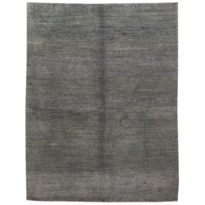 Genuine Handwoven Persian Minimalist Gabbeh Rug - Solid Gray Wool
