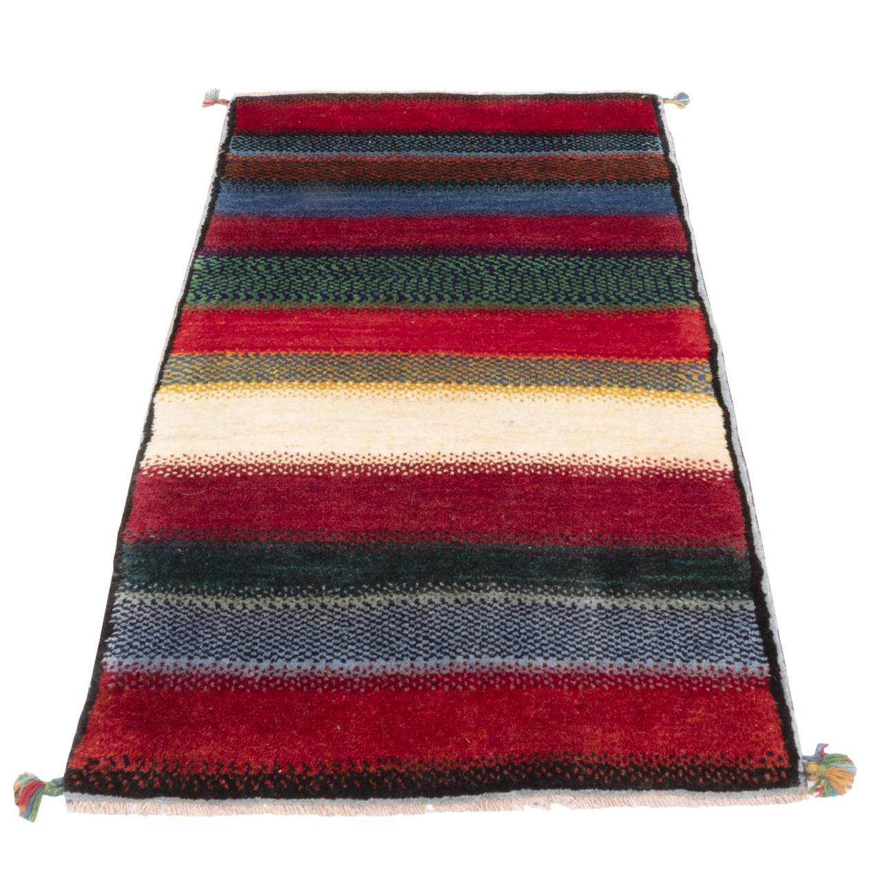 Authentic Handwoven Persian Striped Gabbeh Rug in Red – Wool