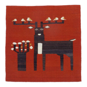 Red Deer Pattern Kilim Rug – Authentic Handwoven Persian Wool