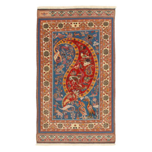 Authentic Sirjan Kilim Rug with Paisley & Birds – Handwoven Persian Wool