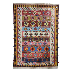 Shiraz Qashqai Geometric Kilim Rug – Authentic Handwoven Persian Wool