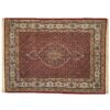 Hand-Knotted Persian Birjand Riz Mahi Rug (Mahi Medallion) - Red Silk & Wool