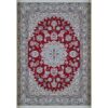 Hand-Knotted Persian Naein Rug (Lachak Toranj Floral Medallion) - Red Silk & Wool