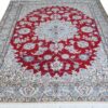 Hand-Knotted Persian Naein Rug (Lachak Toranj Floral Medallion) - Red Silk & Wool