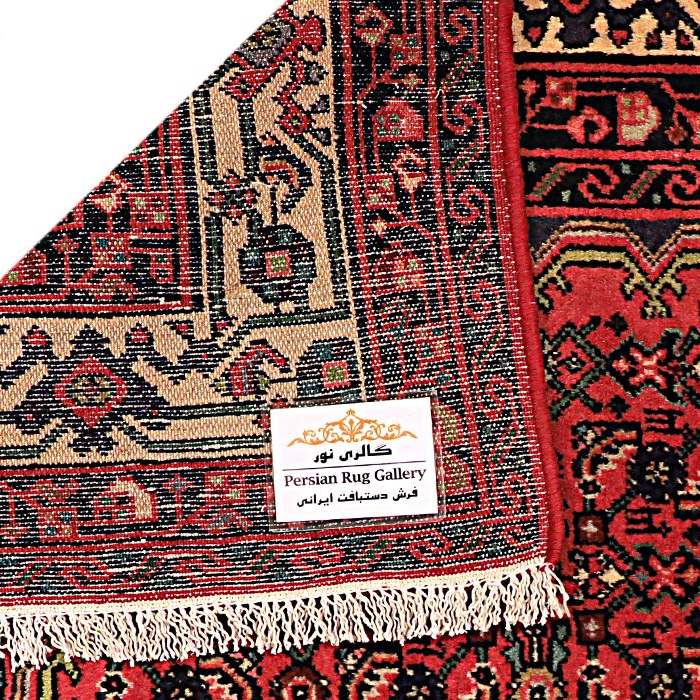 Hand-Knotted Persian Hamadan Tribal Rug (All-over Mahi / Herati Pattern) – Red Wool