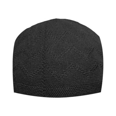 Black Turkish Kufi Taqiyah in Cotton with Islamic Design