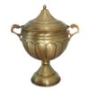 Handcrafted Persian Brass Sugar Bowl with Lid - Traditional Hammered