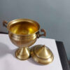 Handcrafted Persian Brass Sugar Bowl with Lid - Traditional Hammered