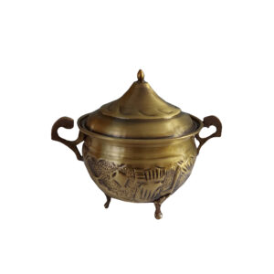 Handcrafted Persian Brass Sugar Bowl with Lid – Traditional Hammered