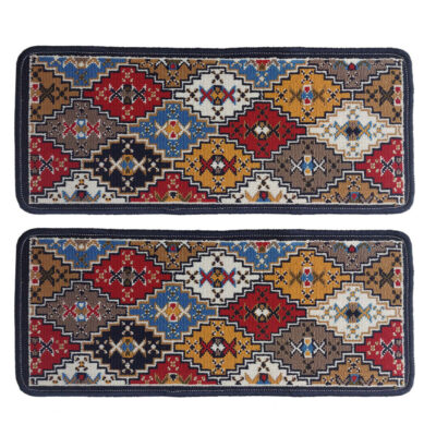 Carpet Stair Tread Indoor – Persian Inspired Traditional Design, 2 Pcs