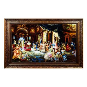 Hand-Knotted Persian Pictorial Rug from Tabriz Depicting Cesare-Auguste Detti A Delightful Performance