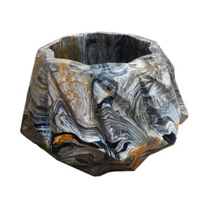 Concrete Vase Handcrafted with Resin Using a Hydro Dip Technique in Gray for a Stunning Visual Effect