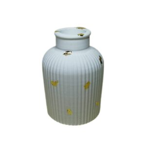 Concrete Vase with Resin Details, Handcrafted in White for a Clean and Modern Minimalist Aesthetic