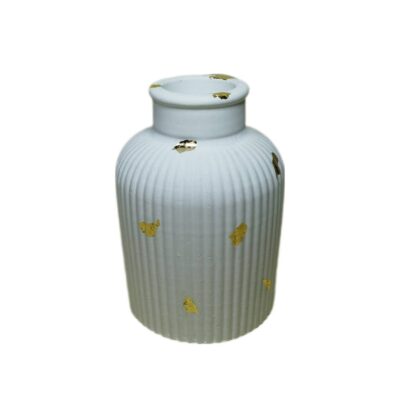 Concrete Vase with Resin Details, Handcrafted in White for a Clean and Modern Minimalist Aesthetic
