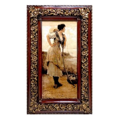 Hand-Knotted Persian Pictorial Wall Hanging Rug – Daydreaming by Eugene de Blaas, Tabriz