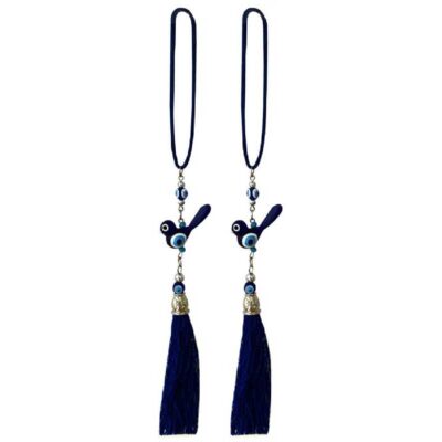 Evil Eye Car Rearview Mirror Ornament with Bird Design