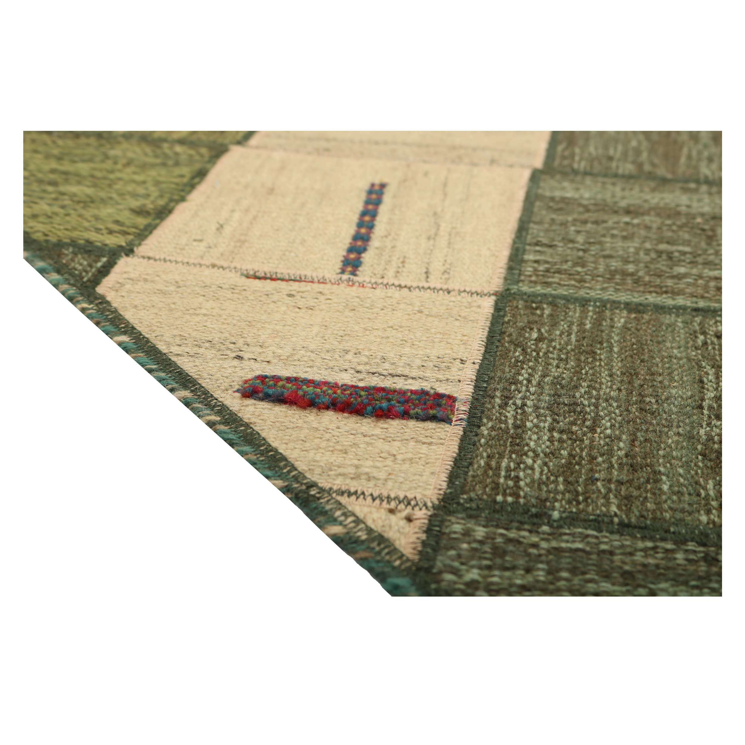 Persian Patchwork Kilim Rug Handwoven Cream