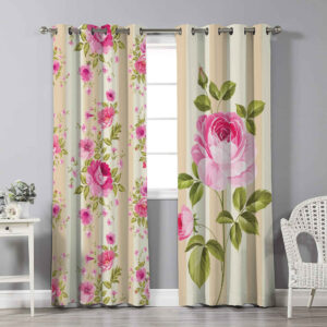 Printed Velvet Eyelet Curtain – Floral Sahel (280×140 cm)