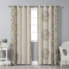 Printed Velvet Eyelet Curtain – Floral Simin (280x140 cm)