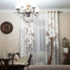 Printed Velvet Eyelet Curtain – Floral White (280x145 cm)