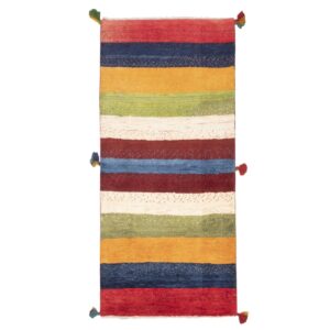 Genuine Handwoven Persian Striped Gabbeh Rug in Red – Wool