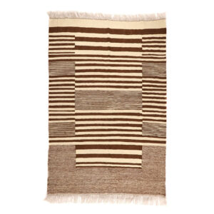 Genuine Cream Striped Kilim Rug from Isfahan – Handwoven Persian Wool