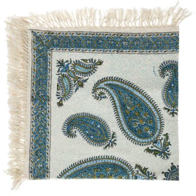 Iranian Tablecloth: Isfahan's Traditional Kalamkari Block Print Blue