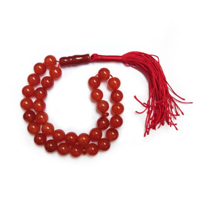 Islamic Agate Rosary Crafted with 33 Prayer Beads Tasbih Red
