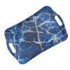 Break Resistant Melamine Serving Tray - Rectangular Blue Marble Tray
