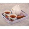 Lightweight Melamine Serving Tray - Rectangular Blue Floral Tray