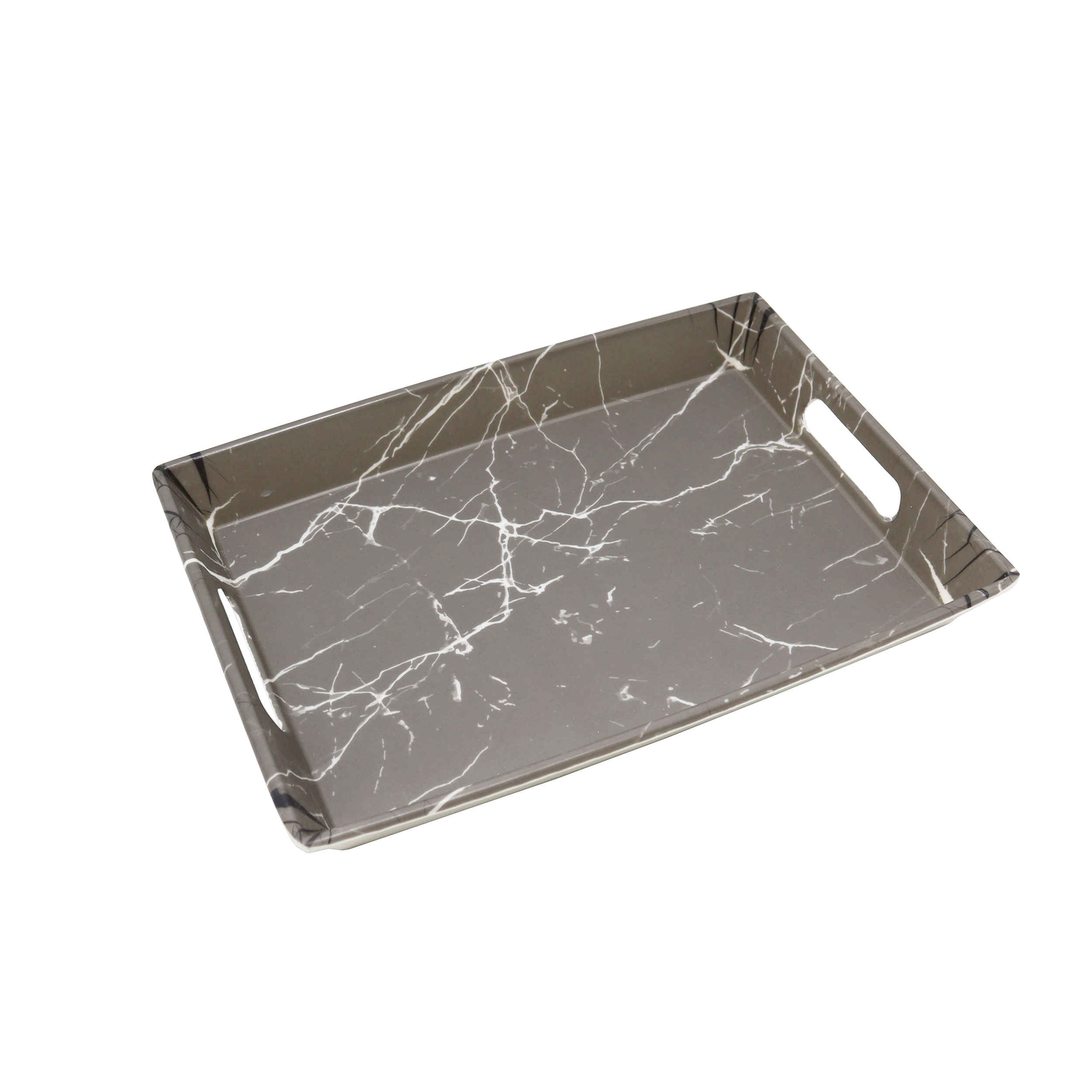 Lightweight Melamine Serving Tray – Rectangular Gray Marble Design Tray