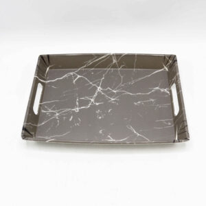 Lightweight Melamine Serving Tray – Rectangular Gray Marble Design Tray
