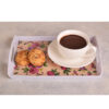Lightweight Melamine Serving Tray - Rectangular Cream Pink Floral Tray