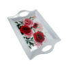 Lightweight Melamine Serving Tray - Rectangular Red Rose Floral Tray