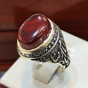 Islamic Agate Silver Ring for Men Elegance Ya Imam Reza