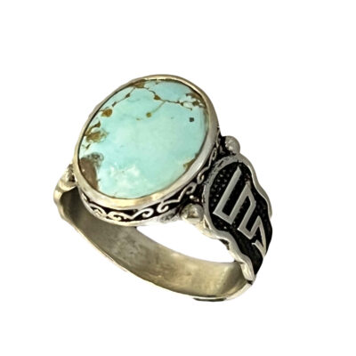 Neyshabur Turquoise Silver Gemstone Ring for Men – Handcrafted Traditional Persian Design