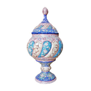 Handcrafted Persian Copper Sugar Bowl with Lid – Minakari Enameled Moj