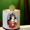 Persian Concrete Vase with the Khatun Design, Handcrafted with a Boho Style Featuring a Girl Motif