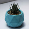 Minimalist Concrete Vase with a Polyhedral Shape in Blue, Handcrafted for a Contemporary Geometric Look
