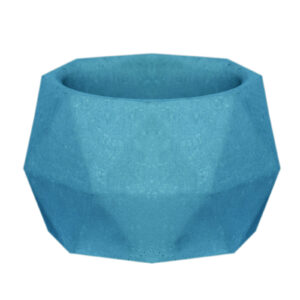 Minimalist Concrete Vase with a Polyhedral Shape in Blue, Handcrafted for a Contemporary Geometric Look