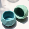 Minimalist Concrete Vase with a Polyhedral Shape in Blue, Handcrafted for a Contemporary Geometric Look