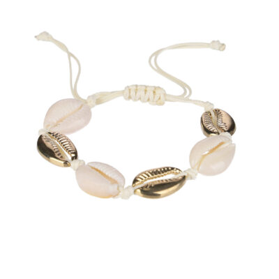 Handmade Adjustable White Shell Cord Bracelet – Bohemian Jewelry