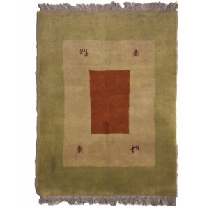 Original Handwoven Persian Minimalist Gabbeh Rug – Bordered Jade Green Wool
